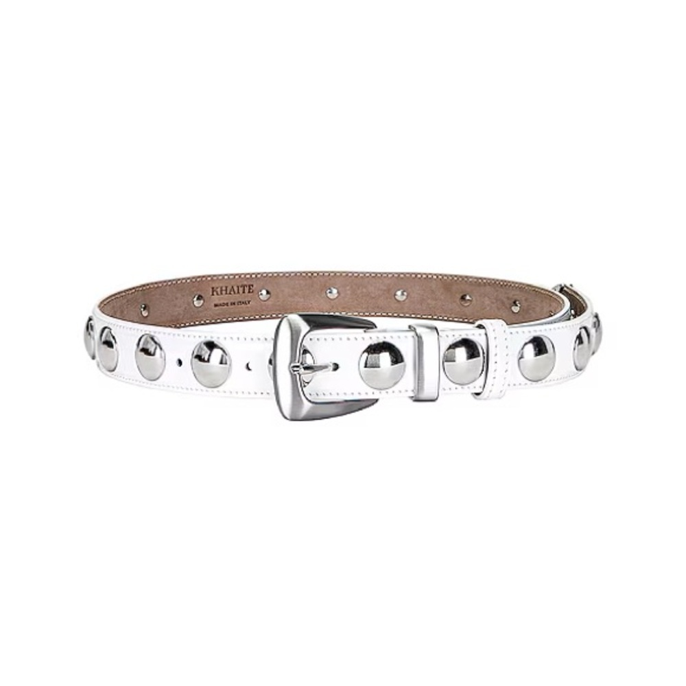 Khaite Benny Belt White Patent Leather With Studs Size XS/S